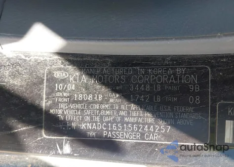 2005 Kia Rio Cinco from USA, damaged, VIN KNADC165156244257